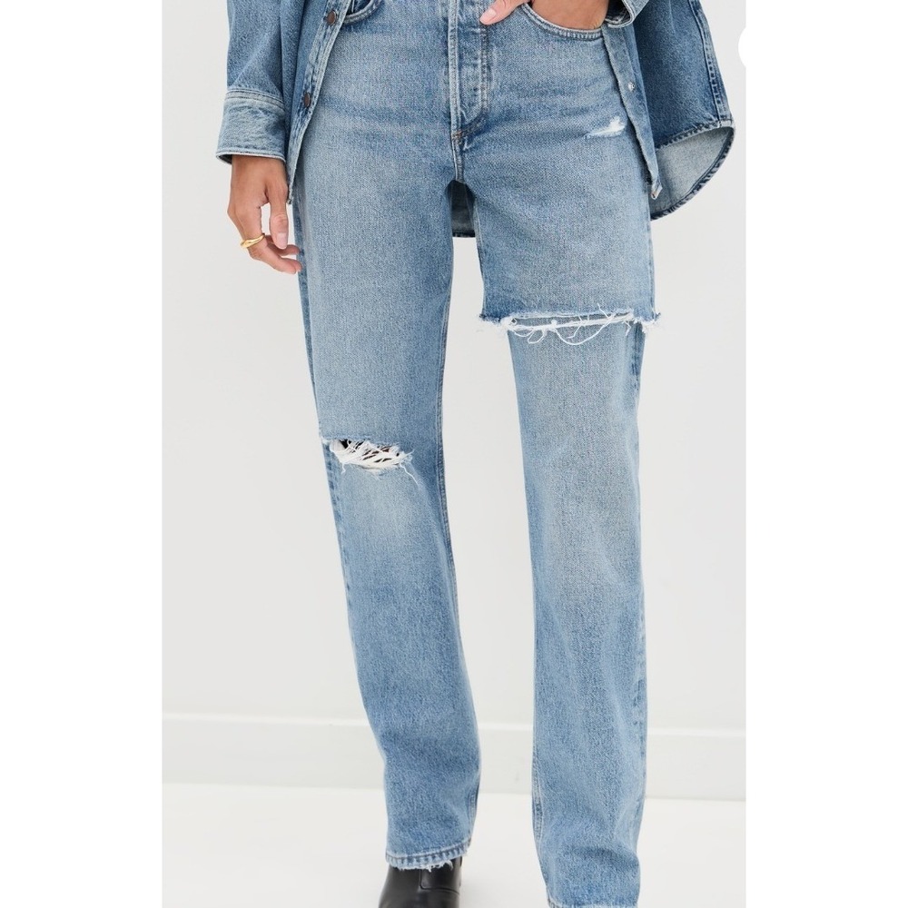 AGOLDE Amryn Jeans Light Wash Distressed Cutout Denim 29